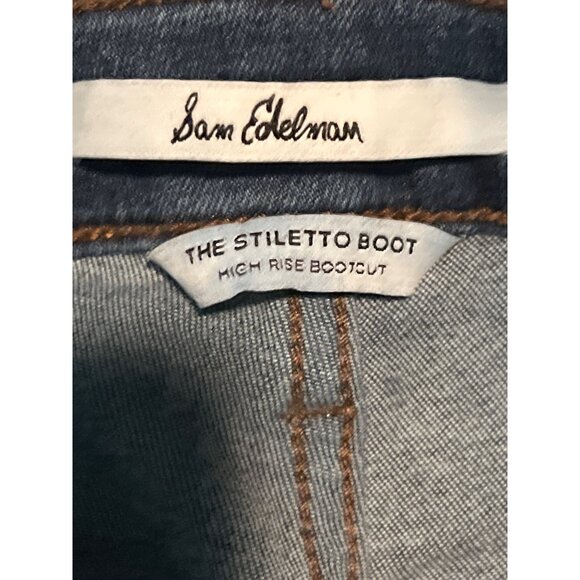Sam Edelman The Stiletto Boot High Rise Bootcut Jeans Size 29 Blue Denim‎ Frayed - Picture 5 of 7